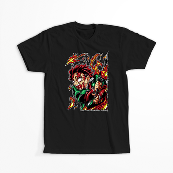 Koszulka Czarna Demon Slayer / Kimetsu no Yaiba / Miecz zabójcy demonów - WYBIERZ KOLOR KOSZULKI I FASON