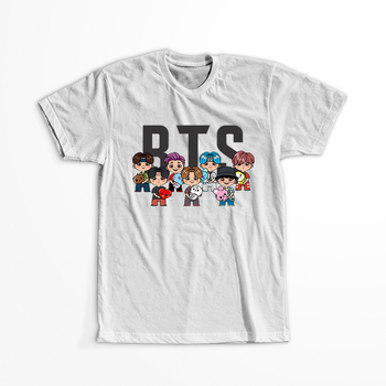 Koszulka Biała BTS - WYBIERZ KOLOR KOSZULKI I FASON