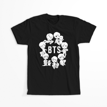 Koszulka Czarna BTS - WYBIERZ KOLOR KOSZULKI I FASON