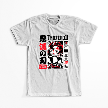 Koszulka Biała Demon Slayer / Kimetsu no Yaiba / Miecz zabójcy demonów - WYBIERZ KOLOR KOSZULKI I FASON